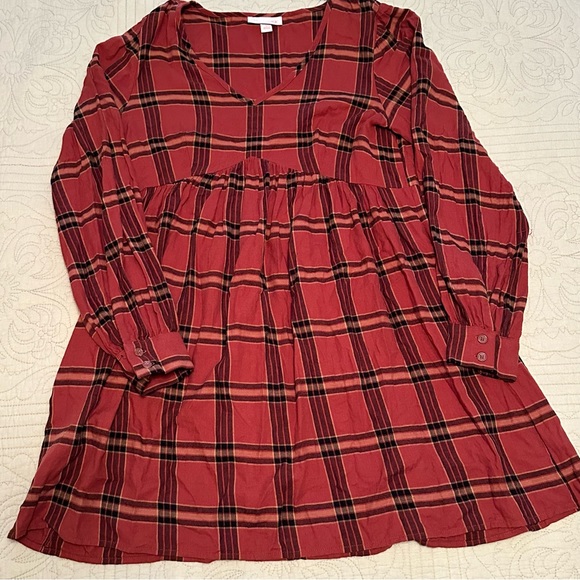 Knox Rose Dresses & Skirts - Women’s Bishop Sleeve A-Line Dress, Knox Rose, Brown Plaid